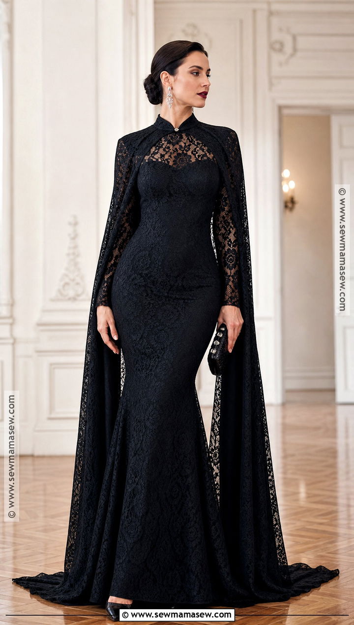 Black Lace Mermaid Dress Vampire Ball Outfit - 30 vampire ball outfit ideas