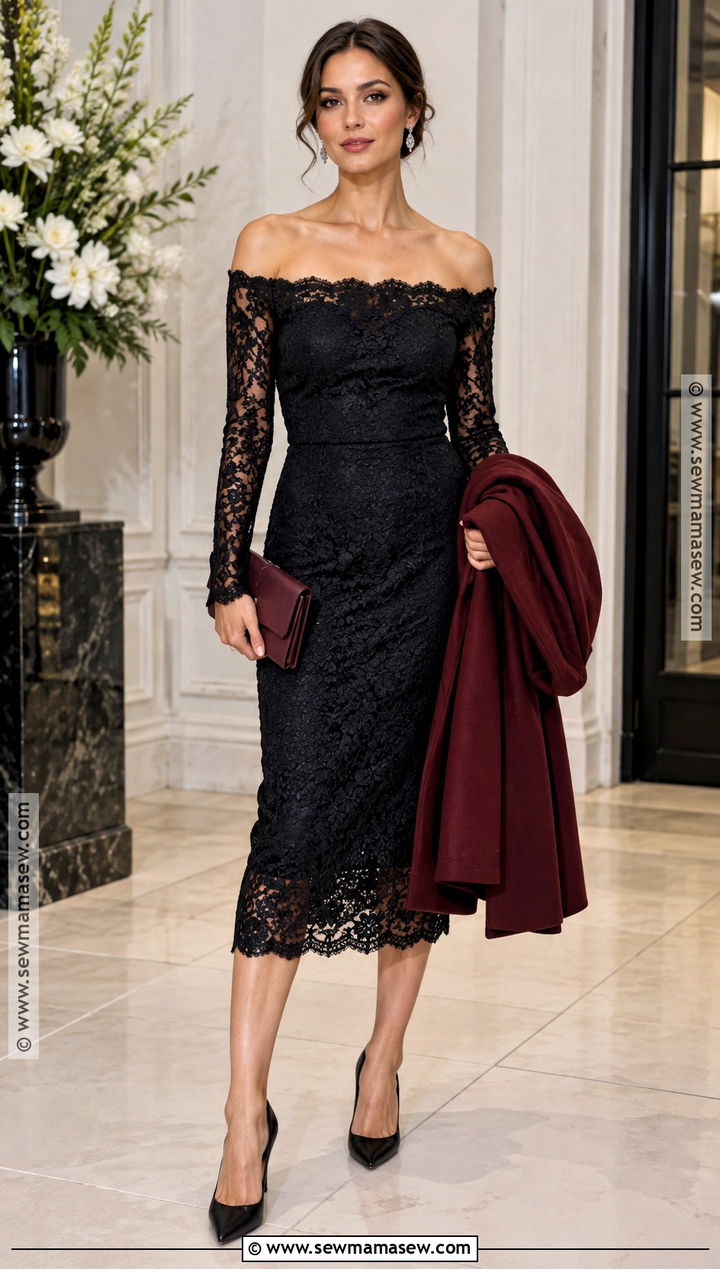 Black Lace Off The Shoulder Fall Dress - 15 off the shoulder fall dress ideas