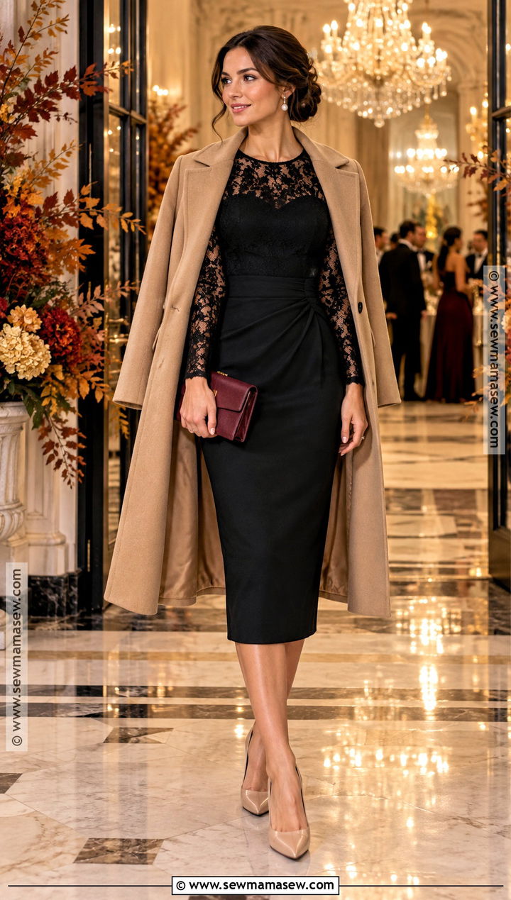 Black Lace Sleeve Cocktail Wedding Guest Dress - 15 Wedding Guest Dress Cocktail Fall Ideas