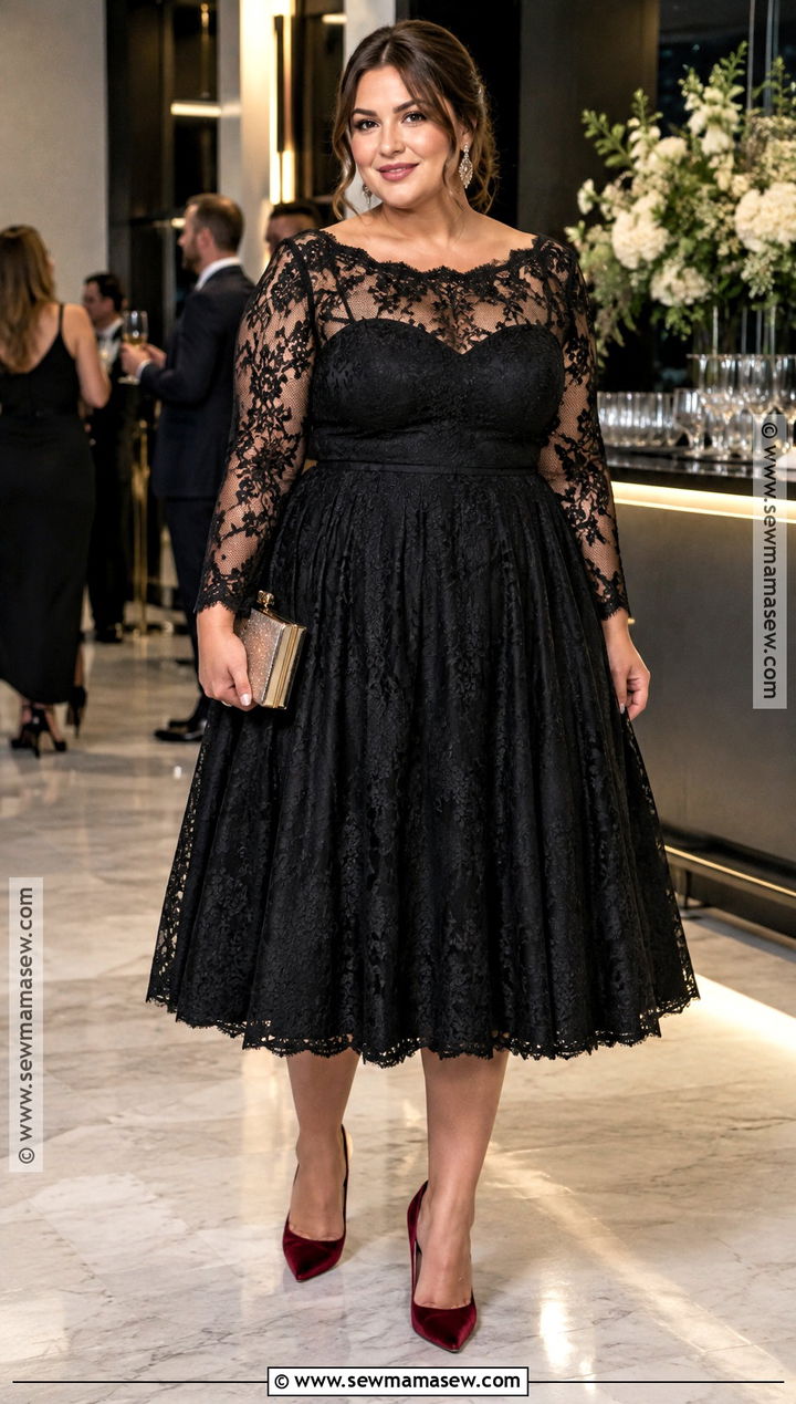 Black Lace Sleeve Fall Wedding Dress - 15 Fall Wedding Dress Midsize Ideas