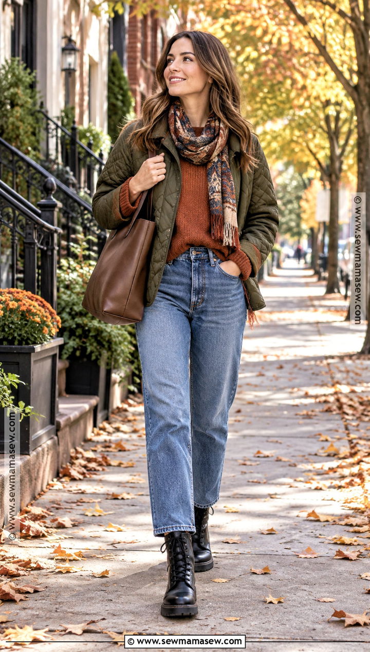 Black Lace Up Boots With Sweater And Jeans - 25 black boots outfit fall