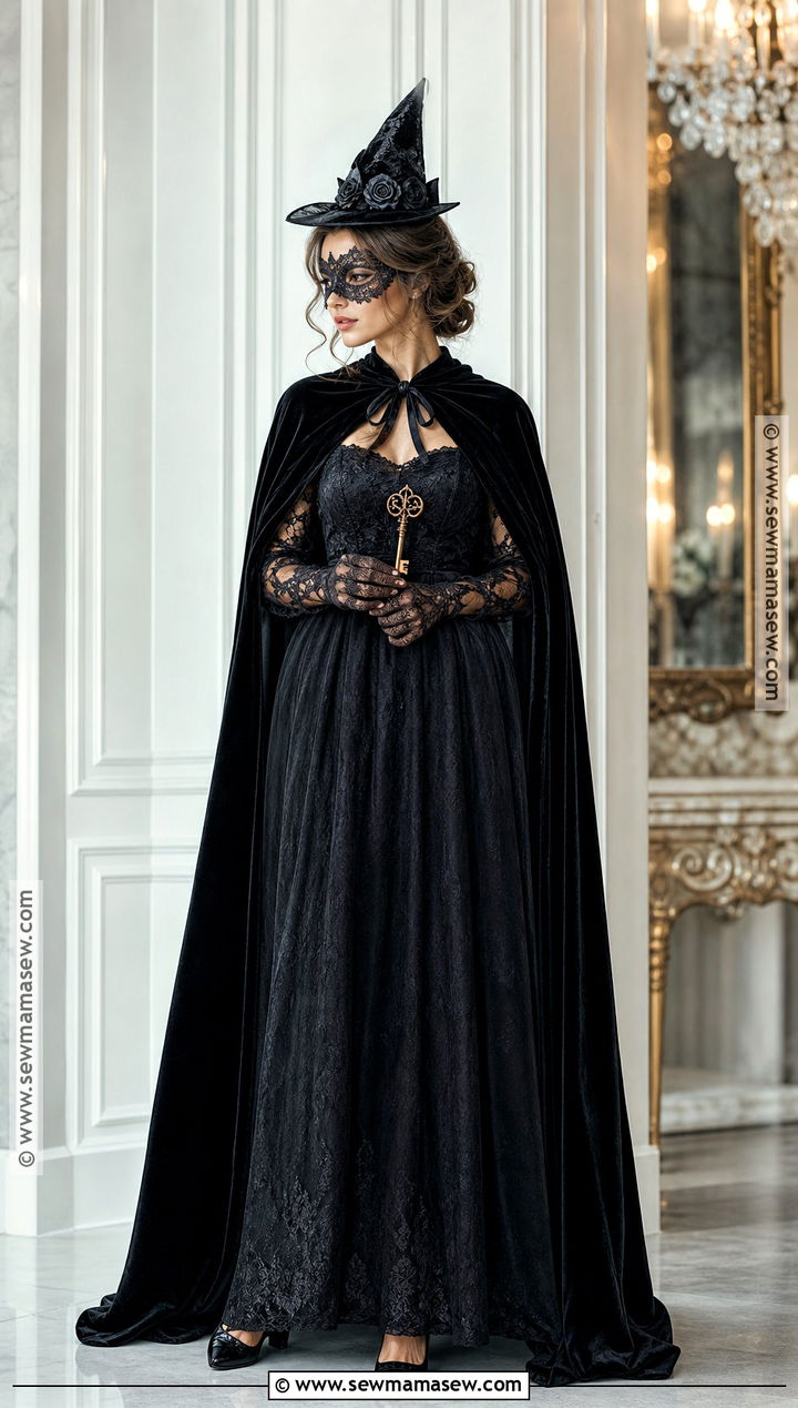 Black Lace Witch Mask Costume - 30 witch mask ideas