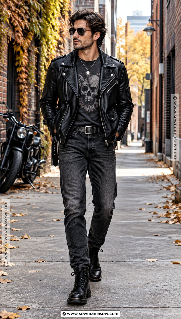 Black Leather Jacket 80s Fall Outfit - 15 80s fall outfits for men
