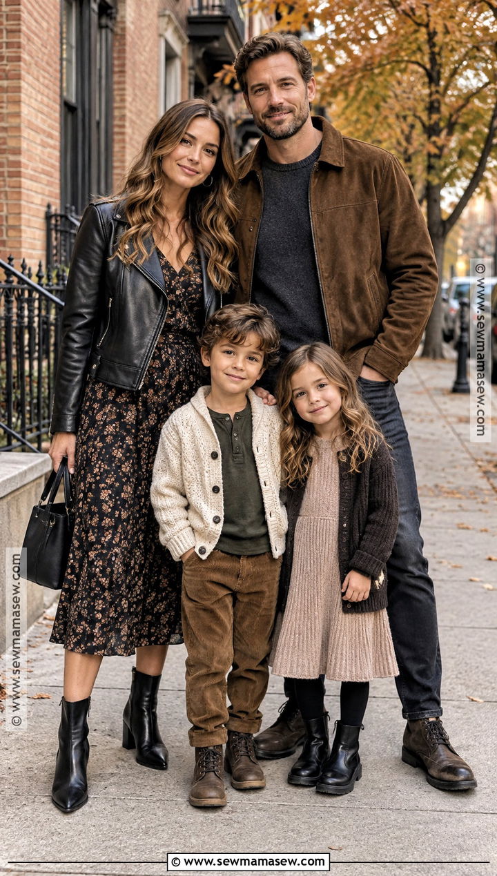 Black Leather Jacket Fall Family Photo Outfit - 15 fall family photo black outfits