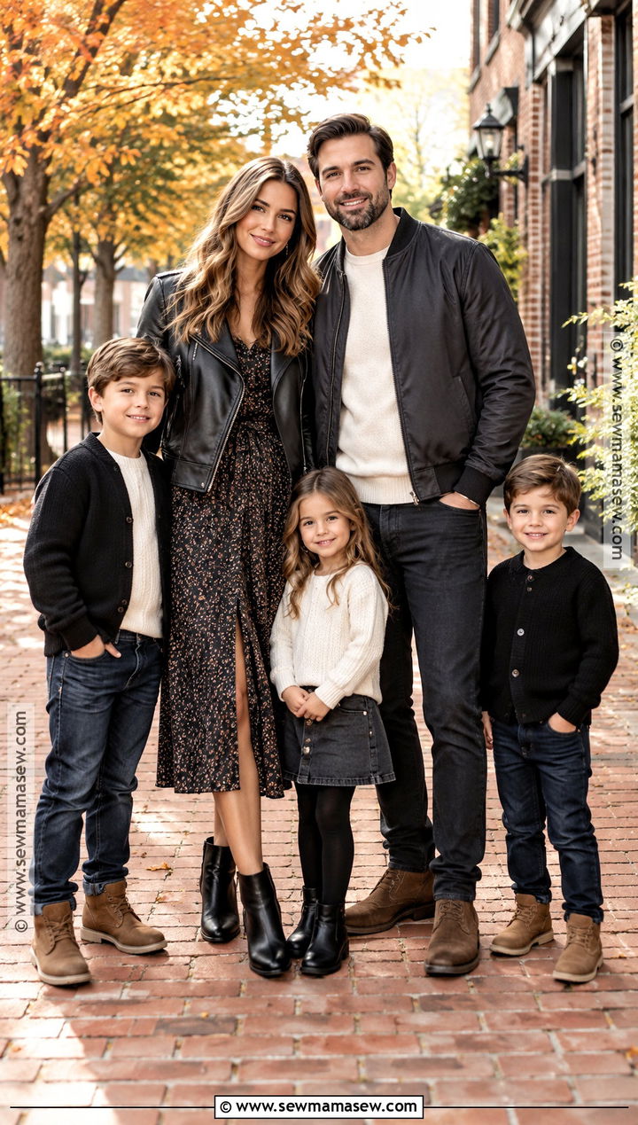 Black Leather Jacket Fall Family Picture Outfit - 15 fall family pictures black outfits