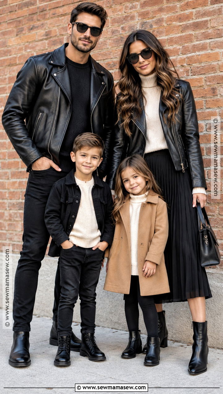 Black Leather Jacket Family Outfits - 20 fall family photos black outfits