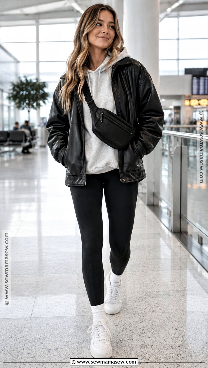 Black Leather Jacket With Hoodie And Leggings - 15 black leather jacket fall style ideas