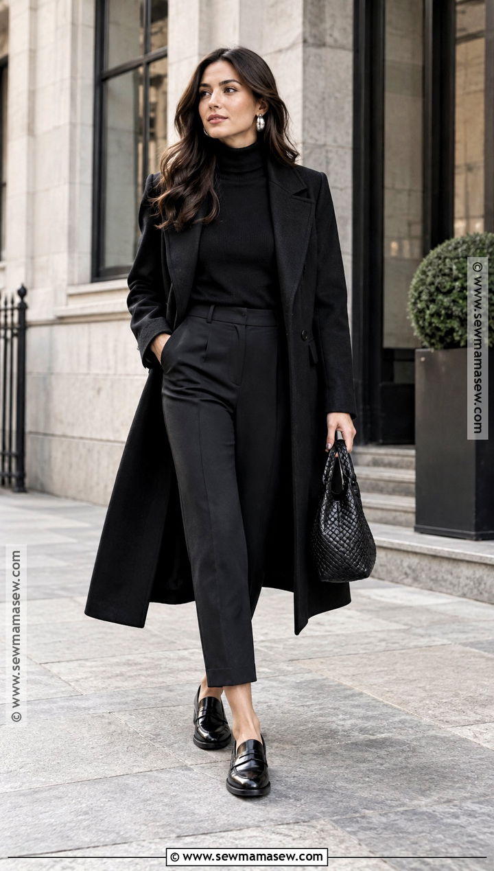 Black Leather Loafers With An All Black Outfit - 15 leather loafers fall fashion ideas