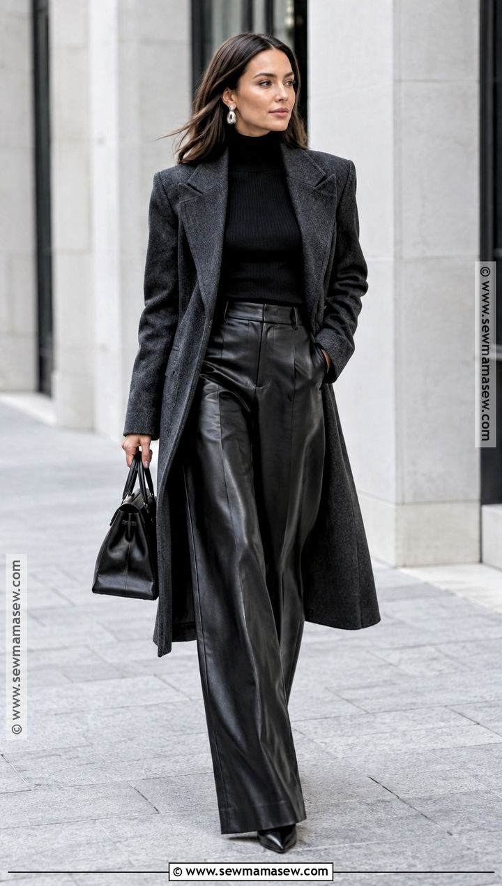 Black Leather Pants With Black Turtleneck - 20 Leather Pants Outfit Fall