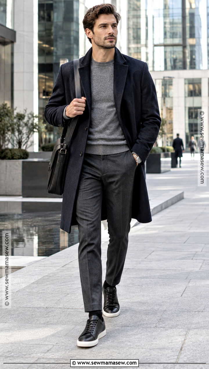 Black Leather Sneakers With Wool Trousers - 15 mens fall sneakers