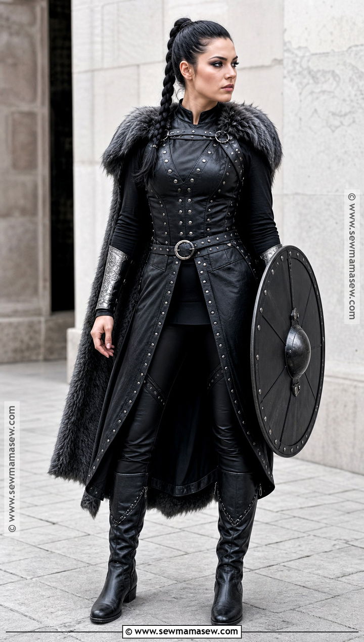 Black Leather Viking Warrior Woman Costume - 30 viking warrior woman costumes