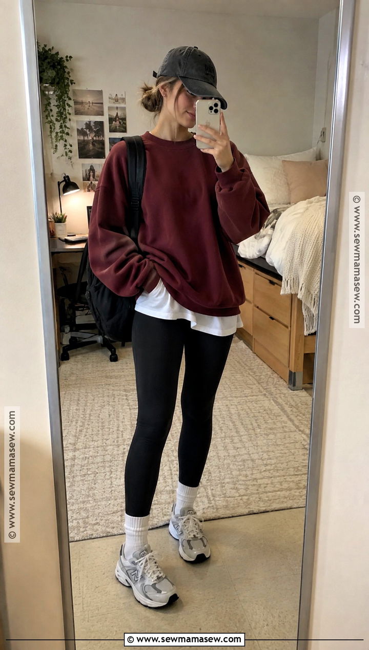 Black Leggings And Oversized Sweatshirt Back To School Outfit - 20 Trendy Back To School Outfits
