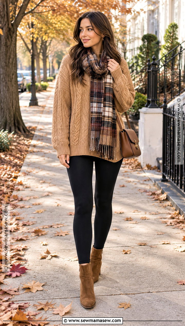 Black Leggings Outfit With Oversized Sweater - 20 leggings outfit autumn