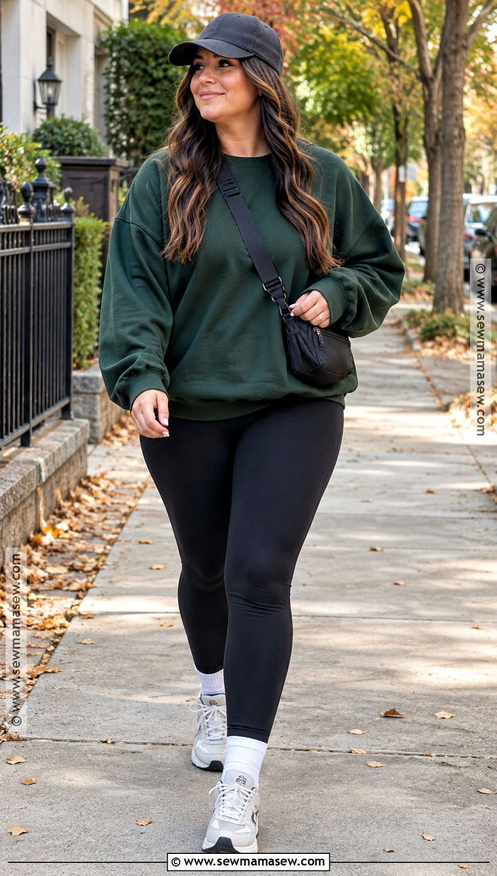 Black Leggings and Oversized Sweatshirt Fall Athleisure Outfit - 25 fall athleisure outfits