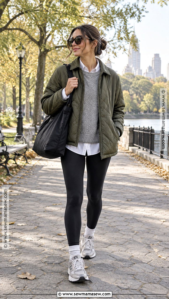 Black Leggings and Running Sneakers Outfit - 15 fall outfit sneakers for women