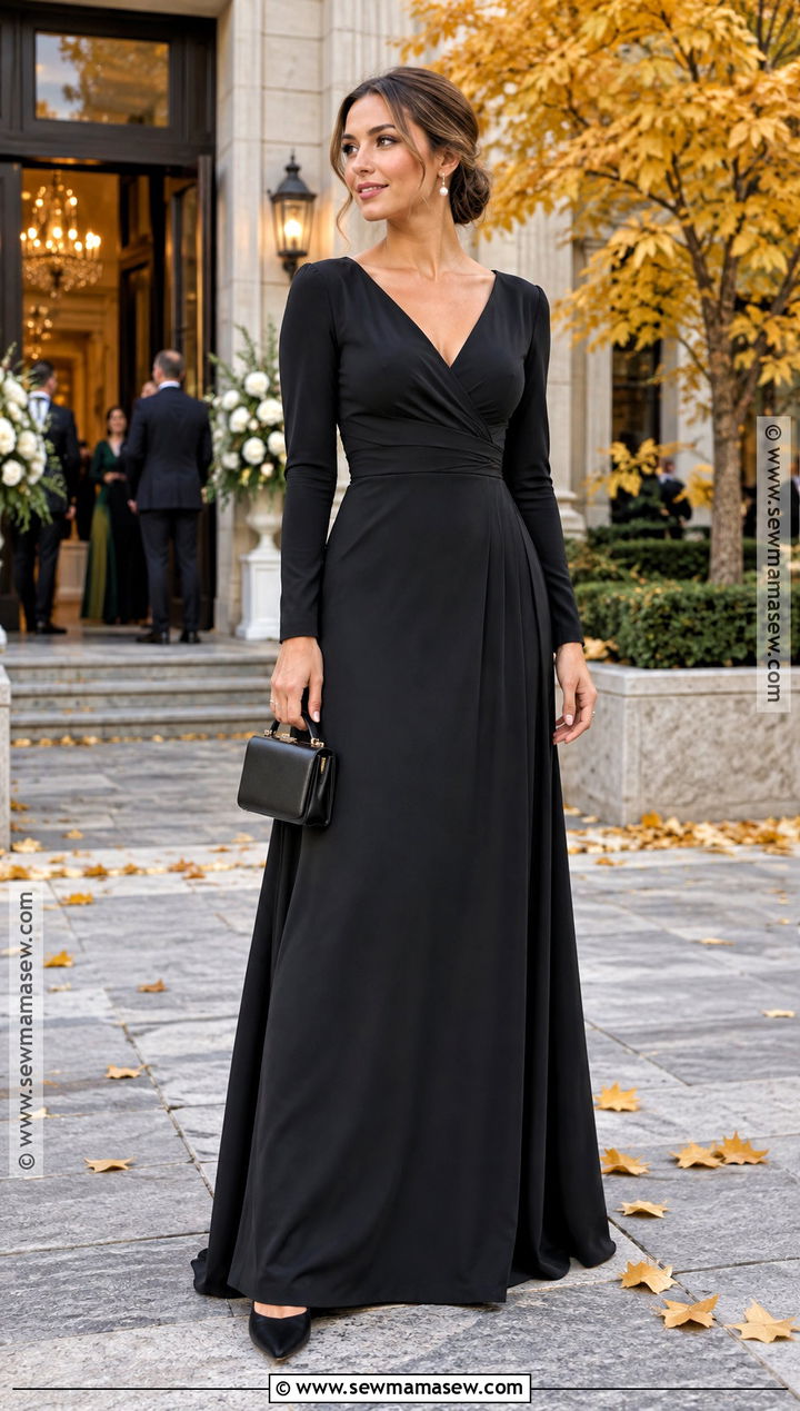 Black Long Sleeve Bridesmaid Dress For Fall - 20 black bridesmaid dresses fall