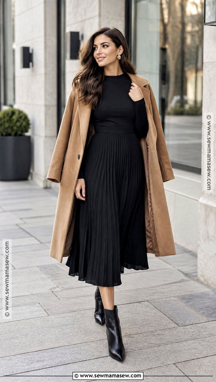 Black Long Sleeve Dress for Fall Engagement Photos - 15 engagement photo dress fall ideas