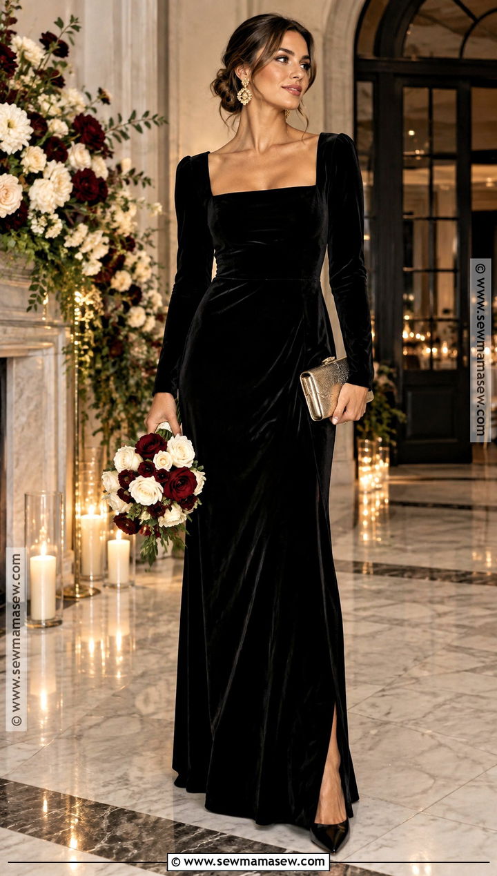 Black Long Sleeve Fall Bridal Party Dress - 15 fall bridal party dresses
