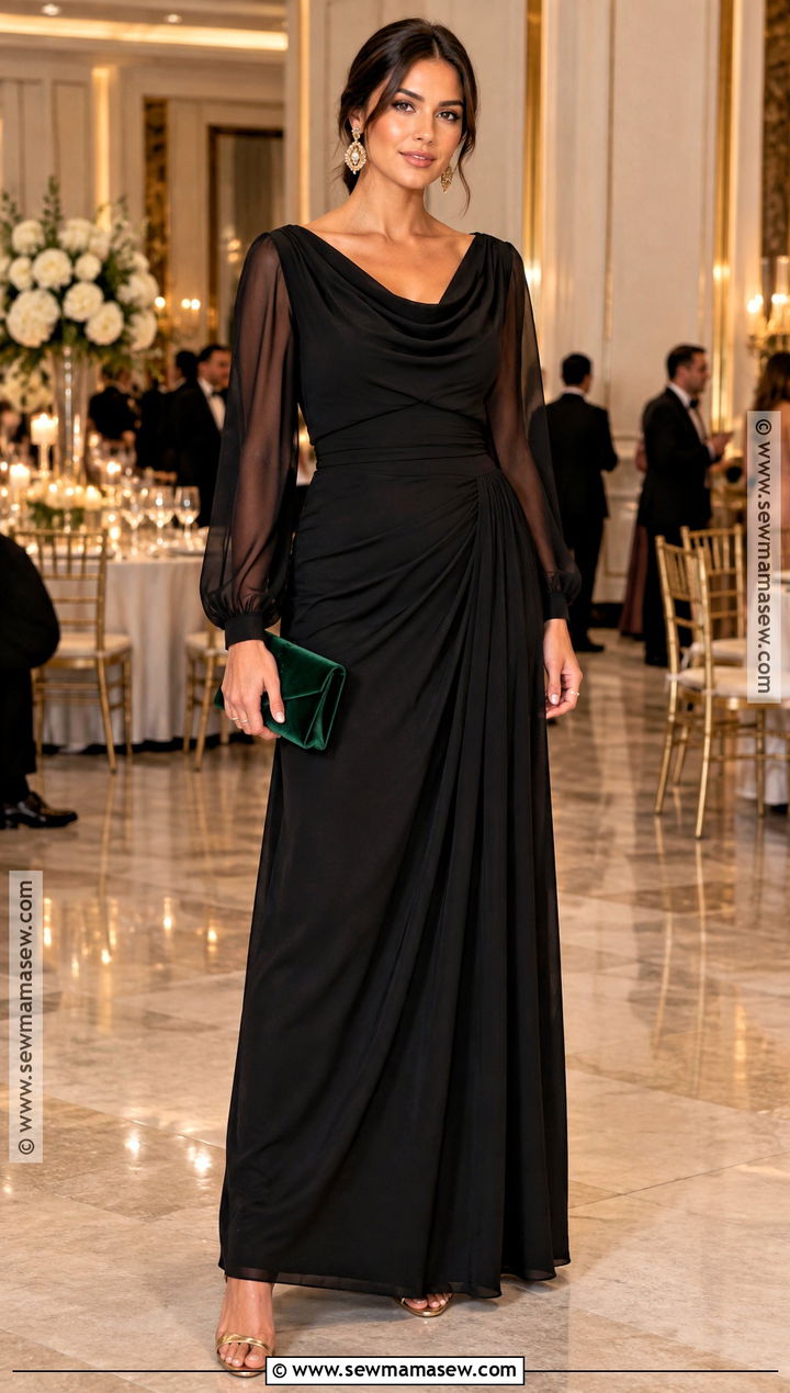 Black Long Sleeve Maxi Wedding Guest Dress - 20 long sleeve wedding guest dress fall ideas