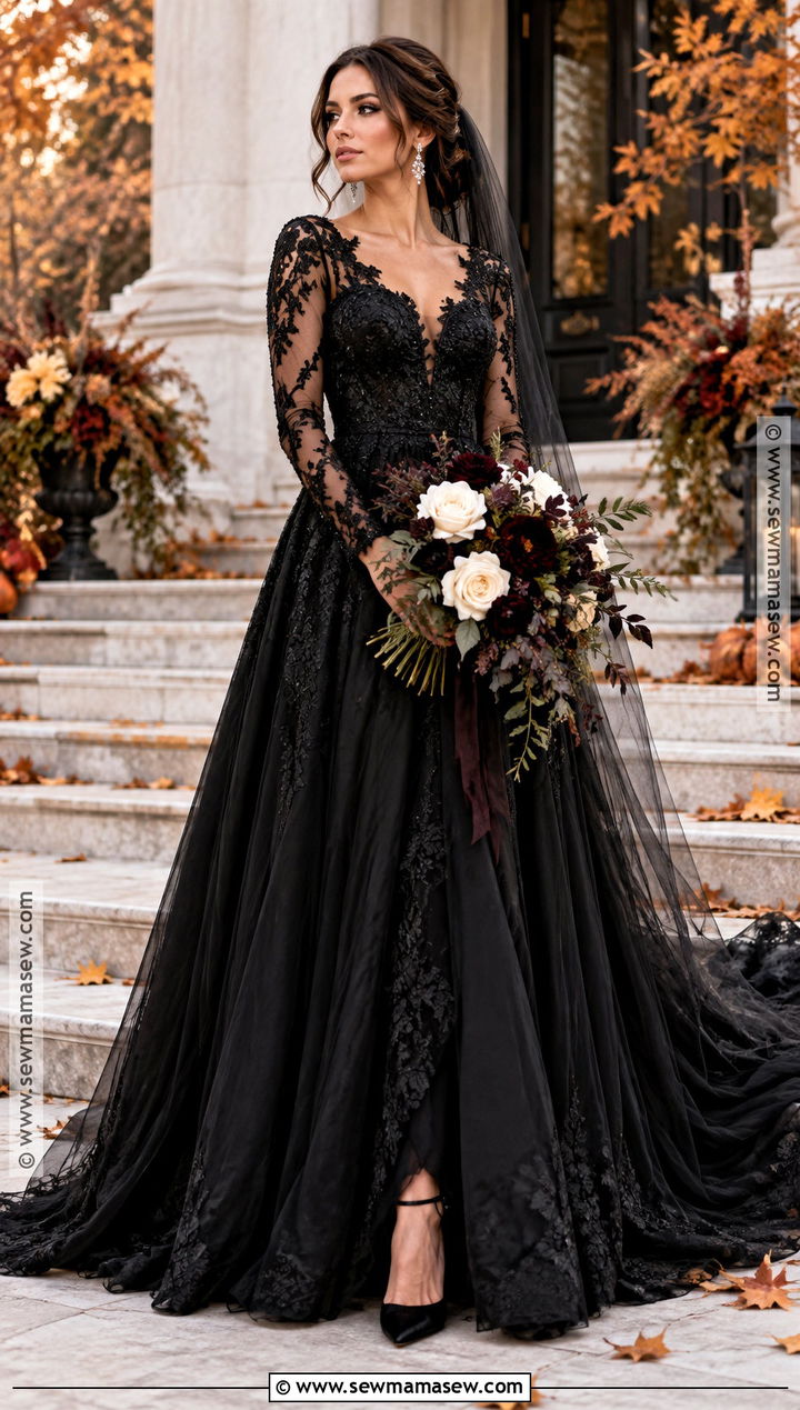 Black Long Sleeve Wedding Dress - 15 fall long sleeve wedding dress ideas