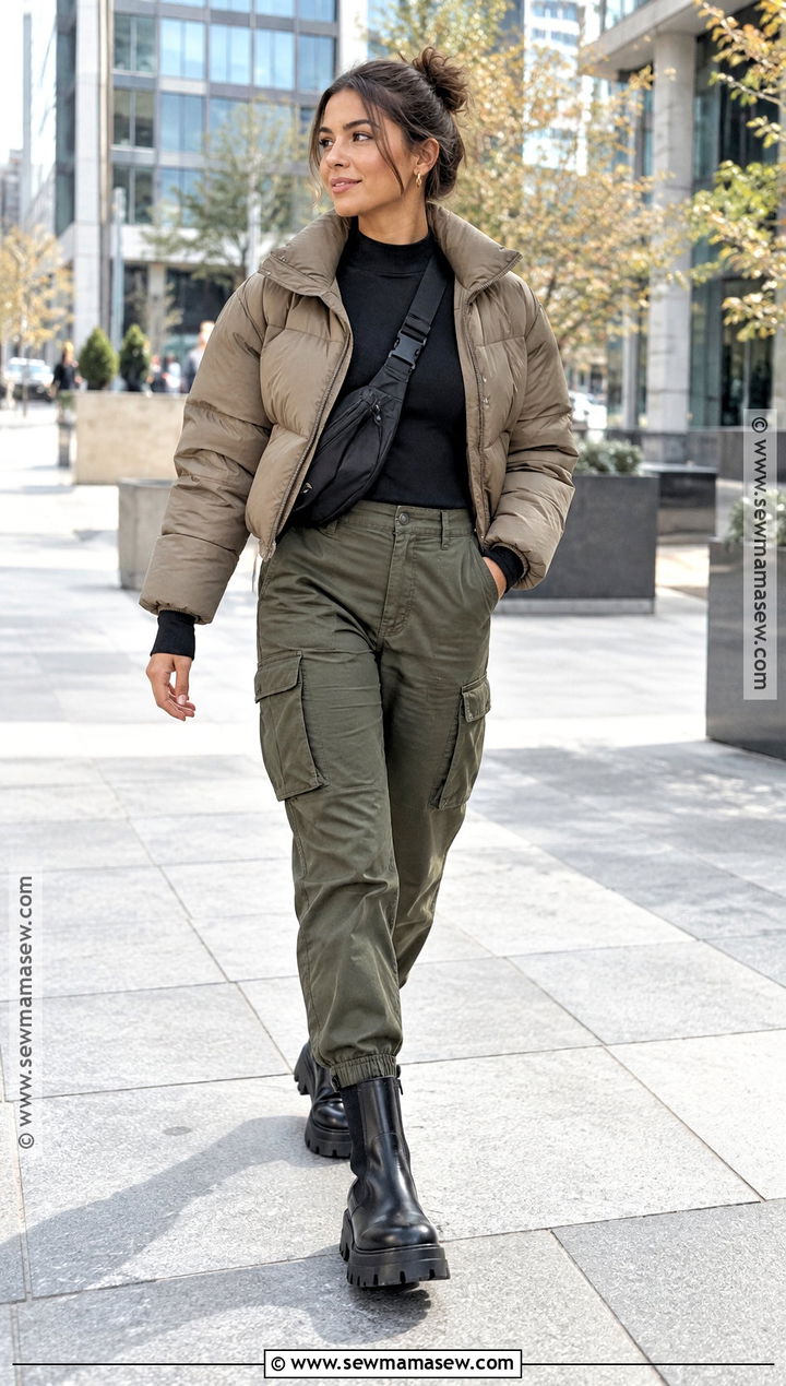 Black Lug Sole Boots With Cargo Pants - 25 black boots outfit fall