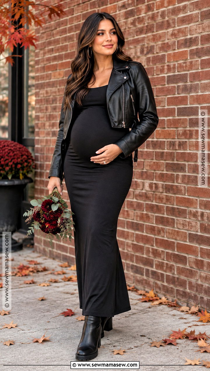 Black Maternity Dress With Leather Jacket - 15 black dress fall maternity pictures ideas