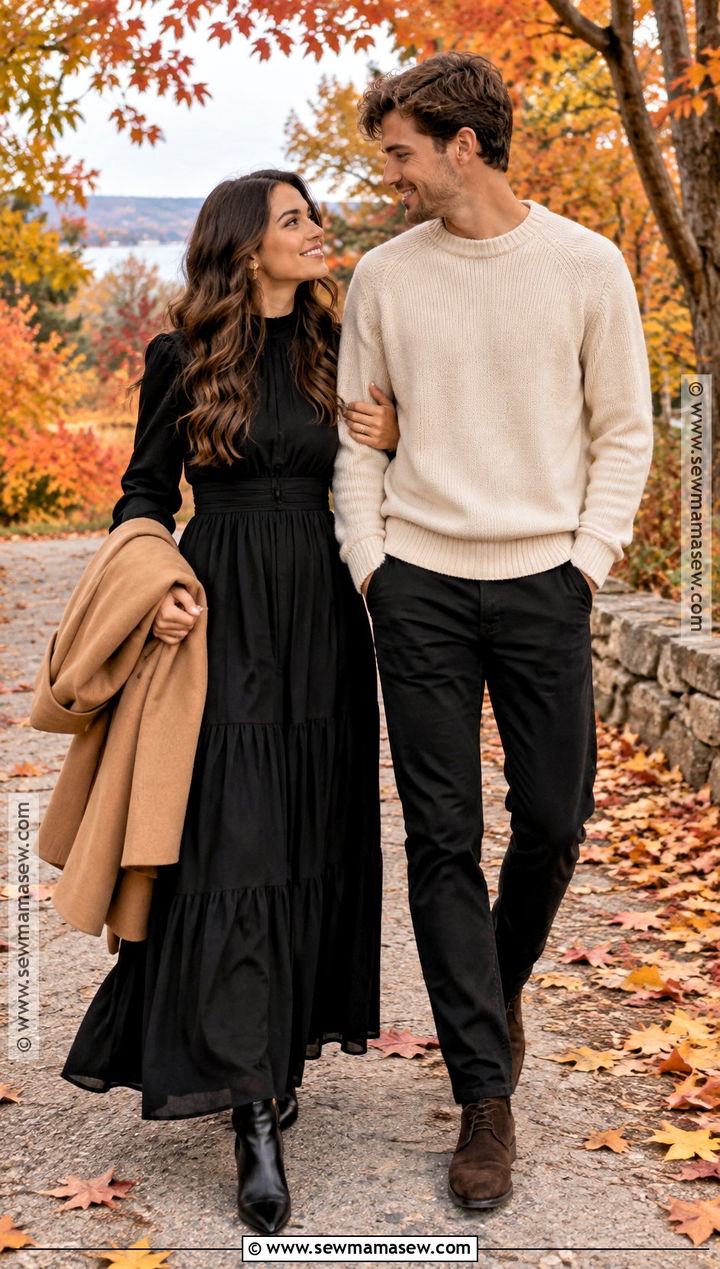 Black Maxi Dress Fall Engagement Outfit - 15 fall engagement pictures black outfit ideas