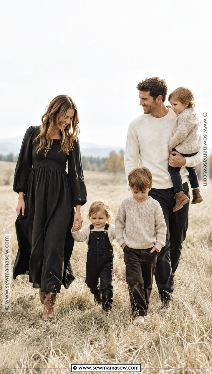 Black Maxi Dress Family Outfits - 20 fall family photos black outfits