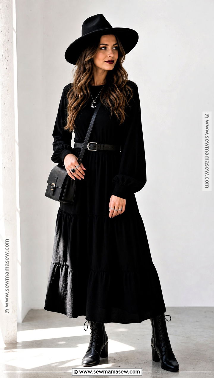Black Maxi Dress Witch Outfit - 35 witches outfit ideas