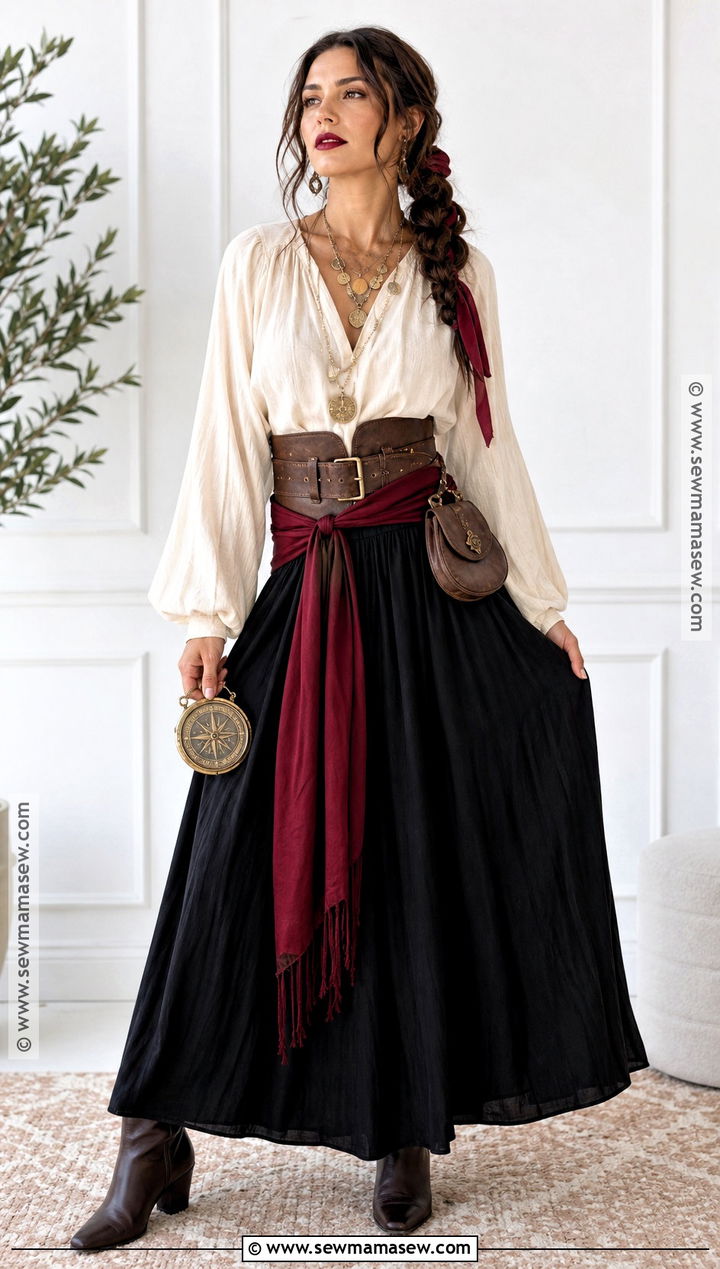 Black Maxi Skirt Pirate Costume - 30 Simple Pirate Costume Ideas for Women