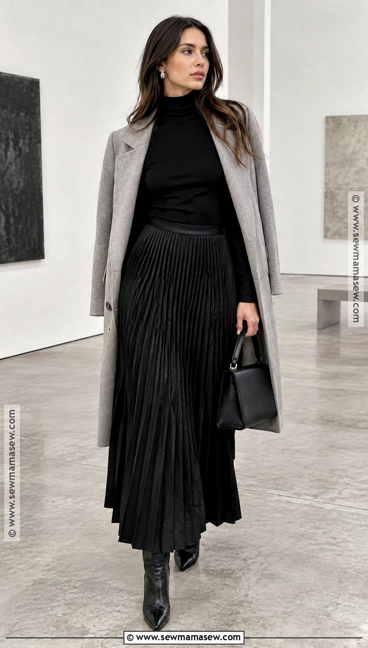 Black Maxi Skirt With Black Turtleneck - 25 black maxi skirt outfit fall ideas