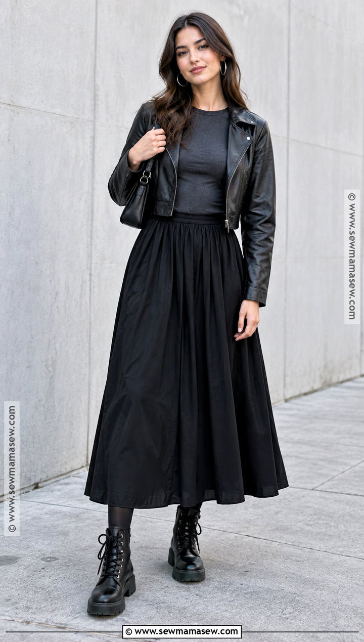 Black Maxi Skirt With Combat Boots - 15 fall maxi skirt outfits with boots