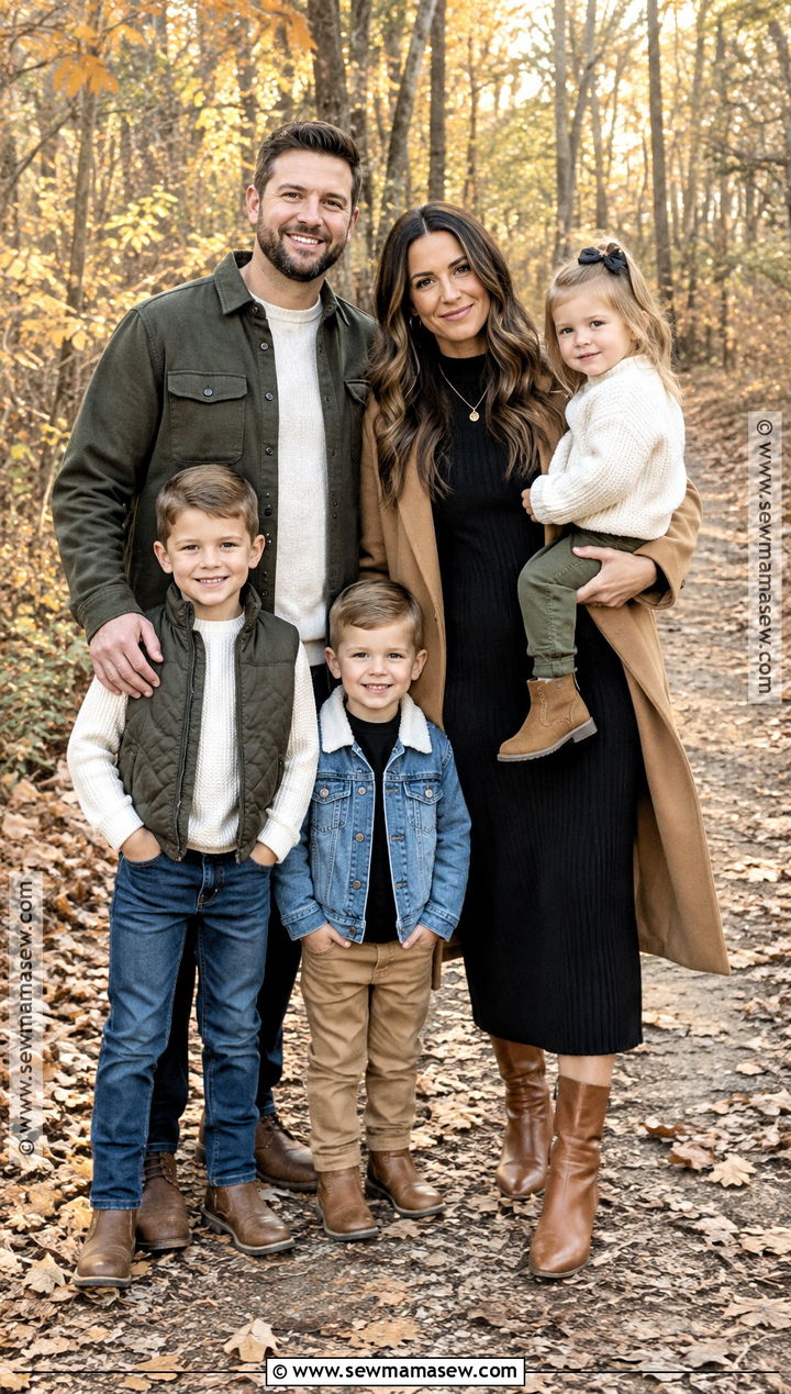 Black Midi Dress And Camel Coat Fall Picture Outfit - 15 fall family pictures outfits for moms