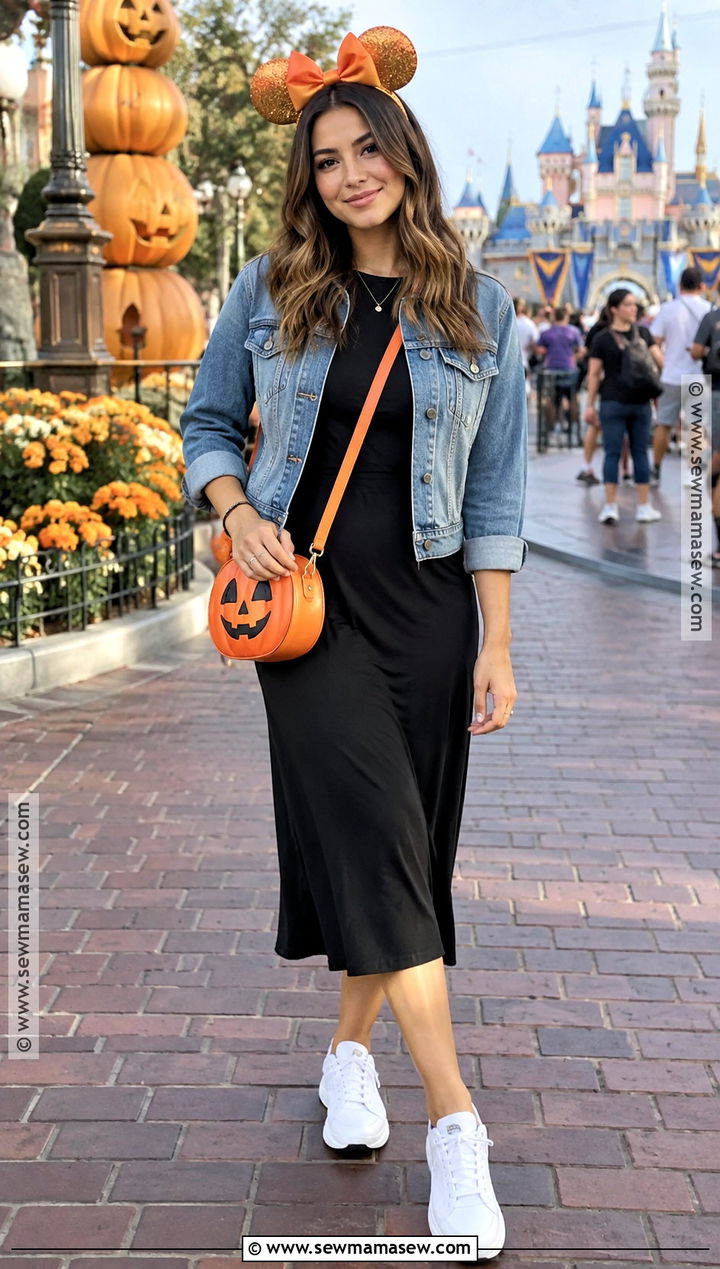 Black Midi Dress Disneyland October Outfit - 20 Disneyland October Outfits
