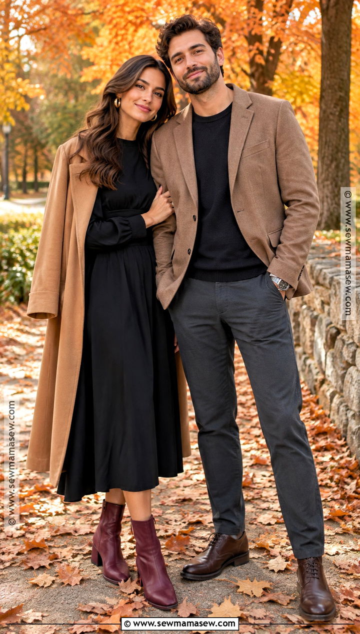Black Midi Dress Fall Engagement Outfit - 20 fall engagement pictures outfit outdoor ideas