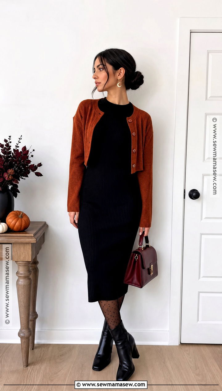 Black Midi Dress Spooky Season Outfit - 30 Spooky Season Outfits