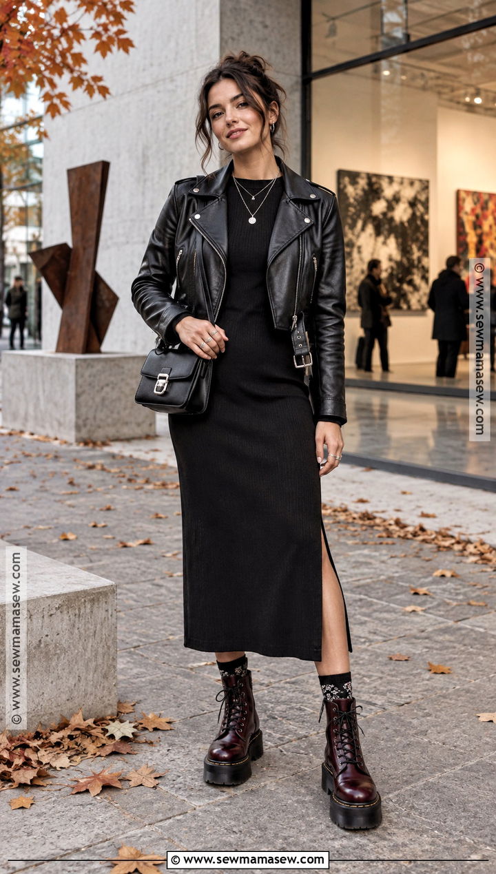 Black Midi Dress With Doc Martens - 20 fall outfits with doc martens
