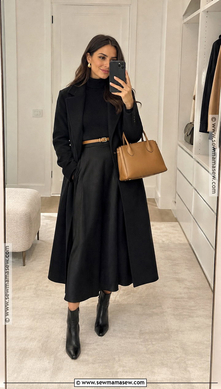 Black Monochrome Fall Outfit With Camel Accessories - 15 Fall Outfits That Look Expensive