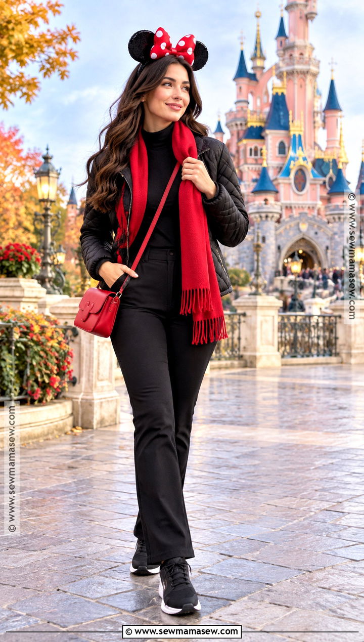 Black Monochrome Outfit With Minnie Ears - 20 Disney Paris Outfits Autumn