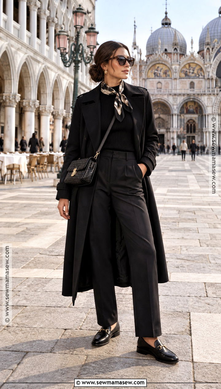 Black Monochrome Venice Fall Outfit - 15 Venice Italy Fall Outfits