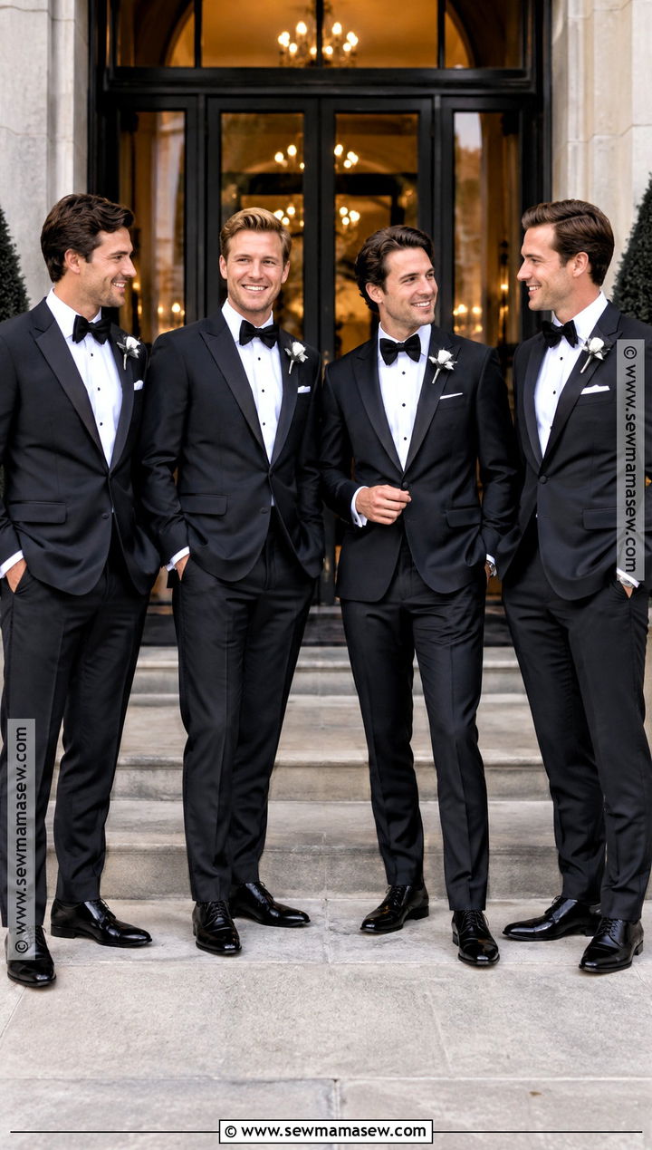Black October Groomsmen Tuxedo With Bow Tie - 15 october groomsmen attire ideas