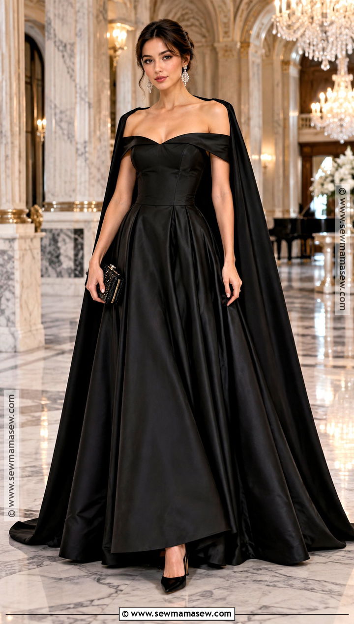Black Off Shoulder Autumn Ball Gown - 20 autumn ball dress ideas