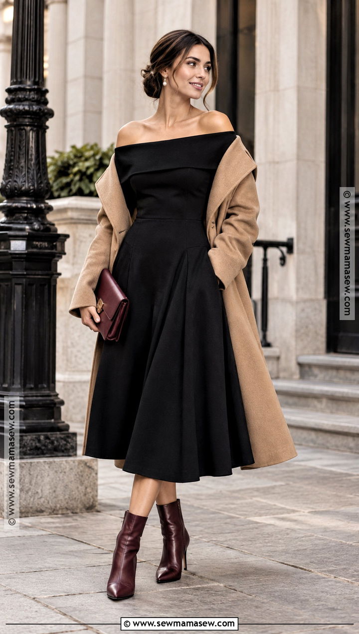 Black Off Shoulder Fall Engagement Dress - 20 fall engagement dress ideas