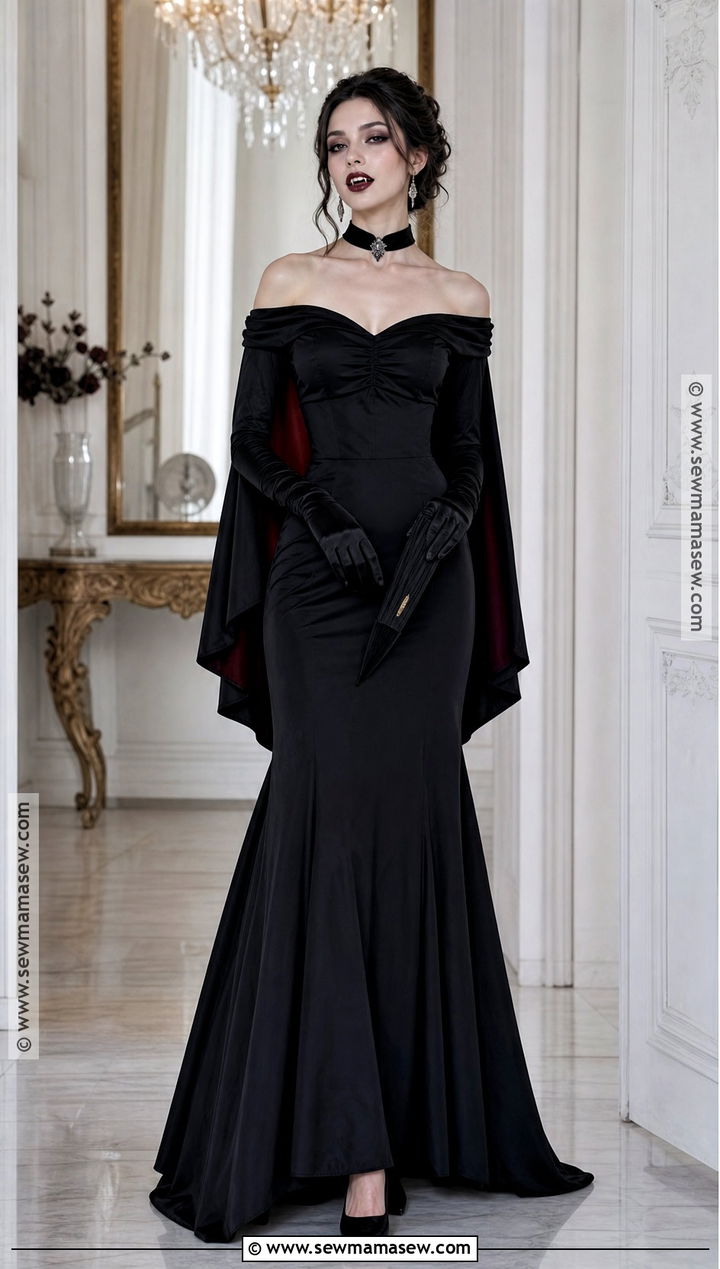 Black Off Shoulder Vampire Dress - 30 black vampire dress ideas