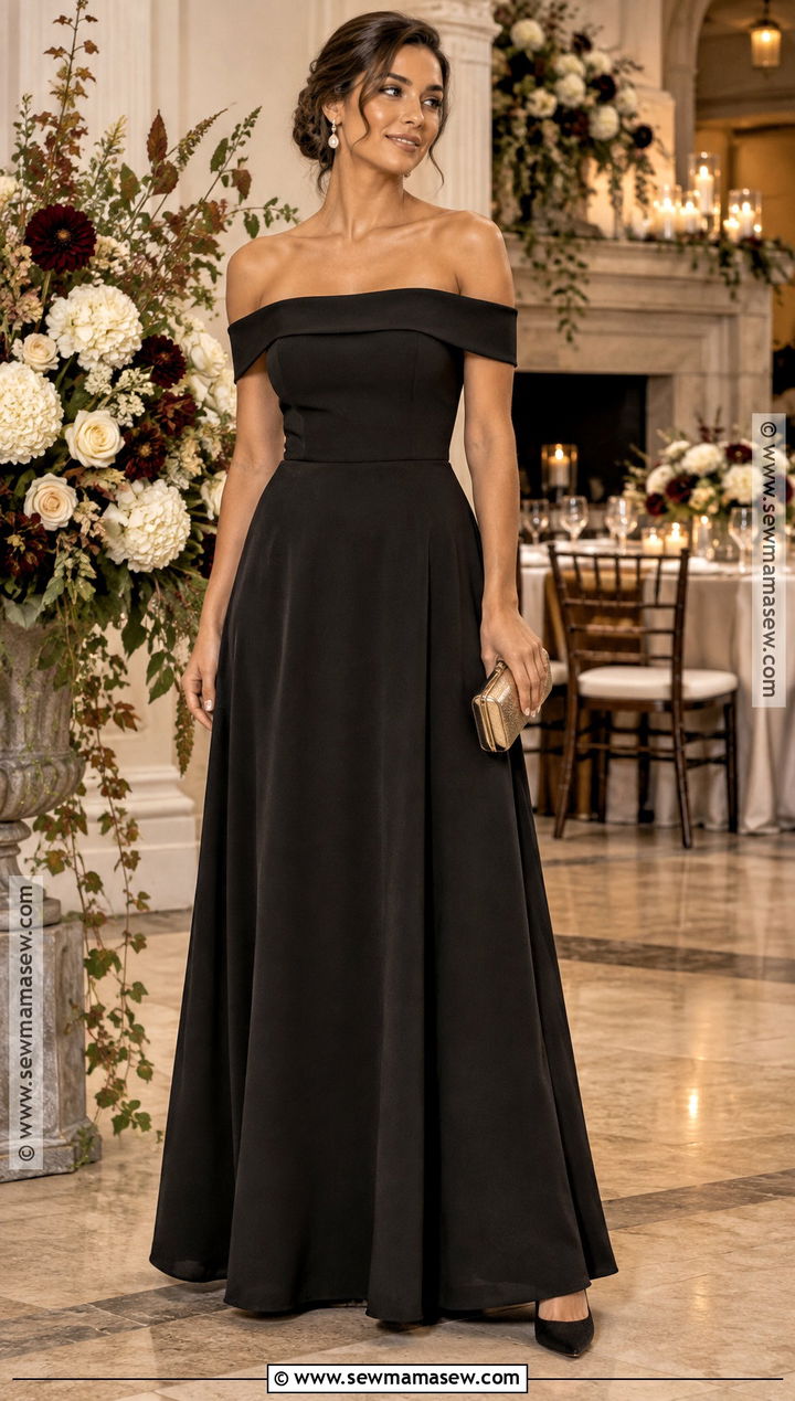 Black Off the Shoulder Bridesmaid Dress - 15 Brides Maids Fall Dresses