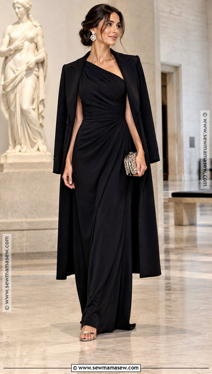 Black One Shoulder Fall Wedding Guest Gown - 25 fall wedding guest dress october formal ideas