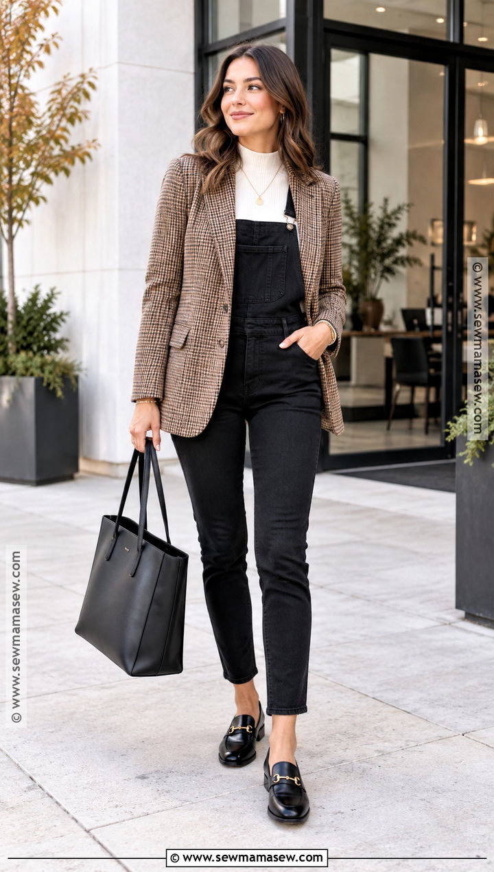 Black Overalls With Blazer - 20 black overalls outfit fall