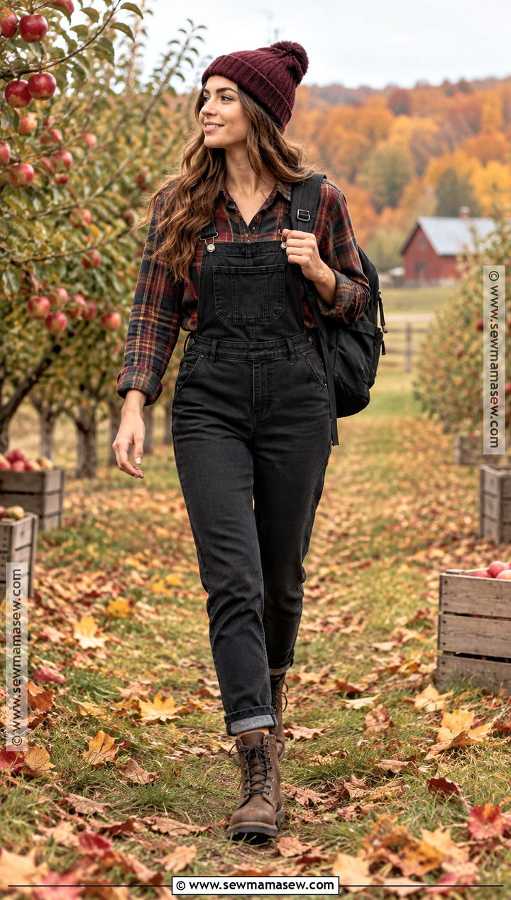 Black Overalls With Plaid Flannel Shirt - 20 black overalls outfit fall