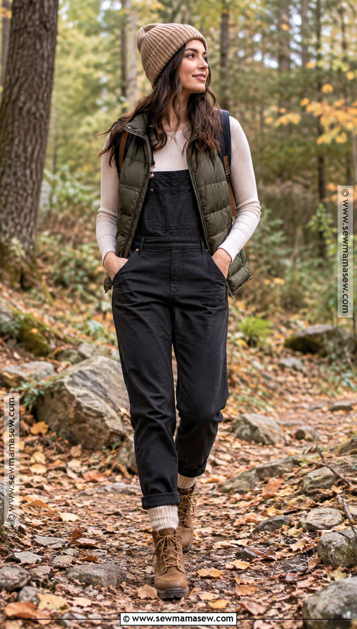 Black Overalls With Puffer Vest - 20 black overalls outfit fall