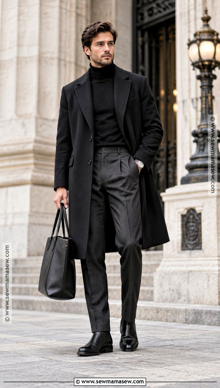 Black Overcoat Fall Outfit - 15 fall outfit black ideas for men